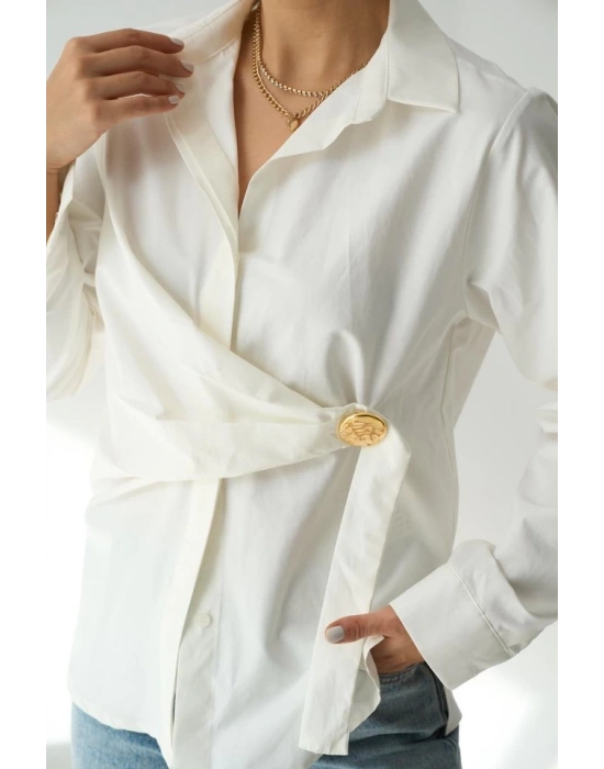 Bağlamalı Gömlek  Ekru