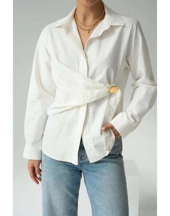 Bağlamalı Gömlek  Ekru
