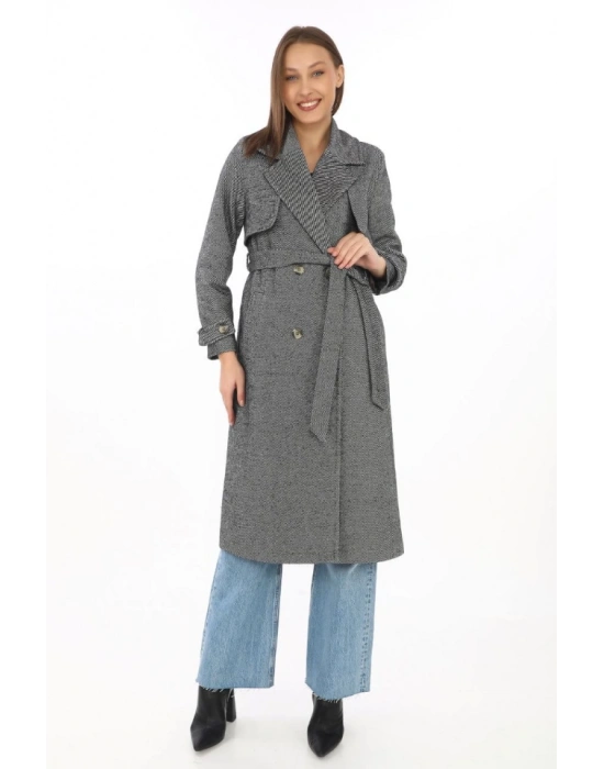 Balık ırtı Kaşmir Uzun Kaşe Kaban  Füme