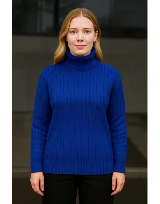 Balıkcı Yaka Bağazlı Triko Kazak Pamuklu Kalın Fitilli Dokuma  aks avisi