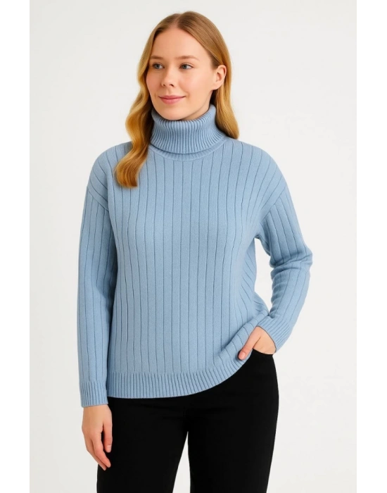 Balıkcı Yaka Bağazlı Triko Kazak Pamuklu Kalın Fitilli Dokuma  Bebek avisi