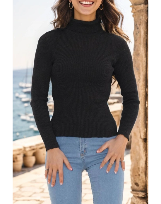 Balıkçı Yaka Body Siyah