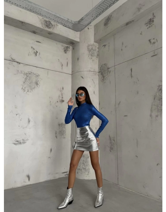 Balıkçı Yaka Metalik Triko Bluz