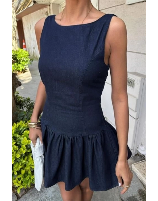 Balon Etekli Tensel Mini Elbise 2887