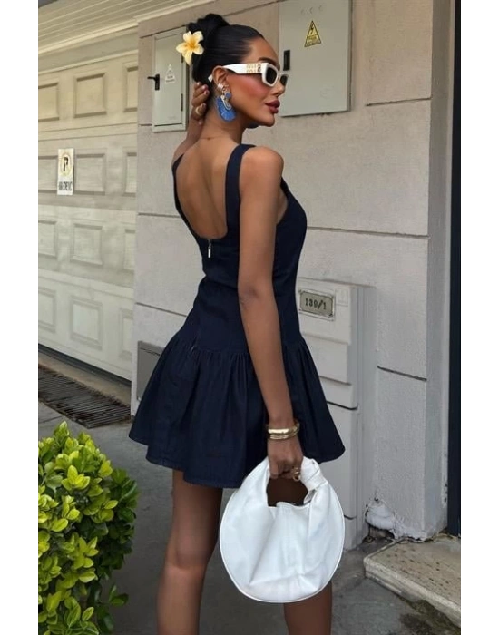 Balon Etekli Tensel Mini Elbise 2887