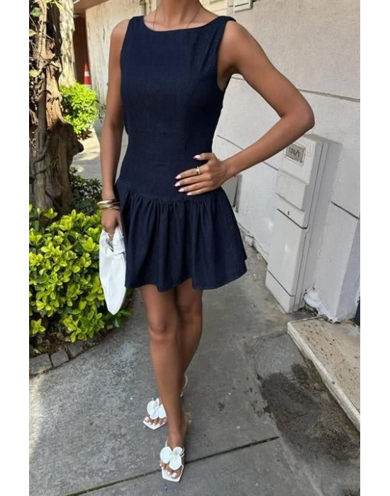 Balon Etekli Tensel Mini Elbise 2887