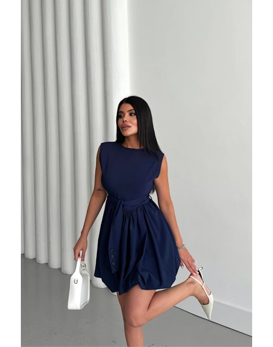 BAON ETEKİ TASARIM KISA EBİSE  acivert