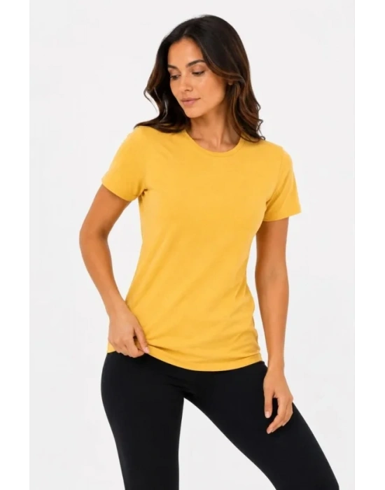 Basic Tişört Bisiklet Yaka Kısa Kol Günlük Yazlık lim Fit Thirt  arı