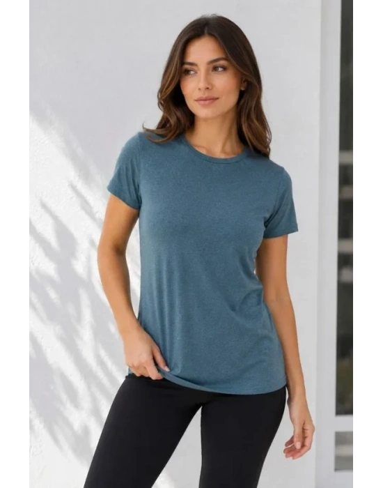 Basic Tişört Bisiklet Yaka Kısa Kol Günlük Yazlık lim Fit Thirt  Füme
