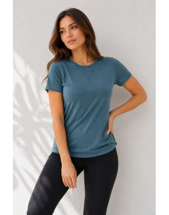 Basic Tişört Bisiklet Yaka Kısa Kol Günlük Yazlık lim Fit Thirt  Füme