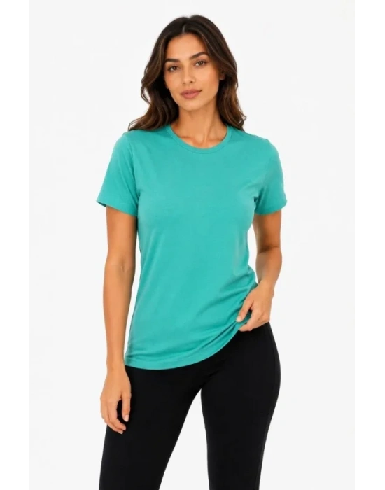 Basic Tişört Bisiklet Yaka Kısa Kol Günlük Yazlık lim Fit Thirt  u Yeşili