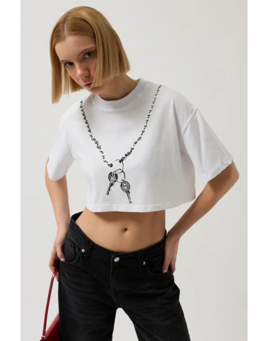 Baskılı Crop Thirt