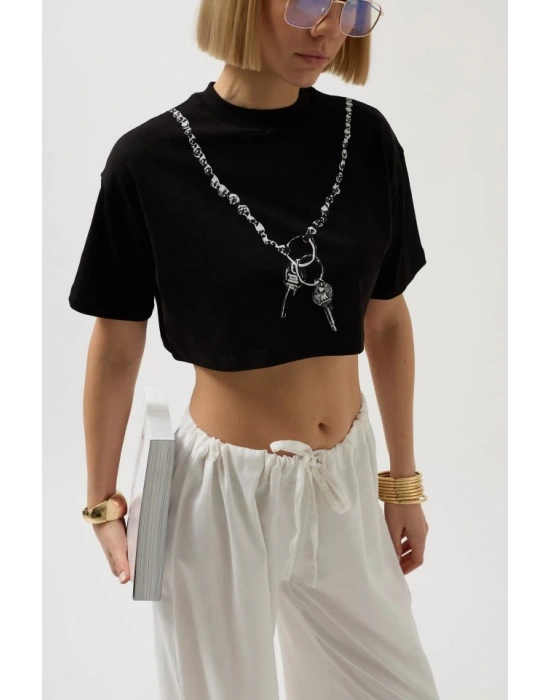 Baskılı Crop Thirt