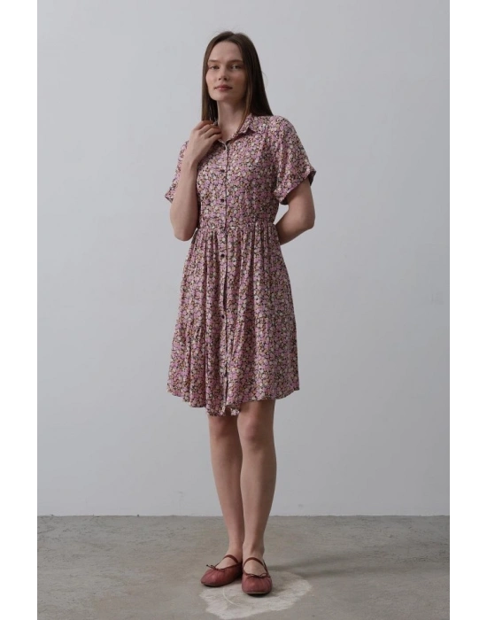 Baskılı Keten Elbise  ila