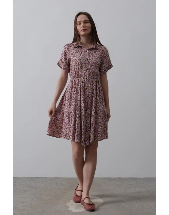 Baskılı Keten Elbise  ila