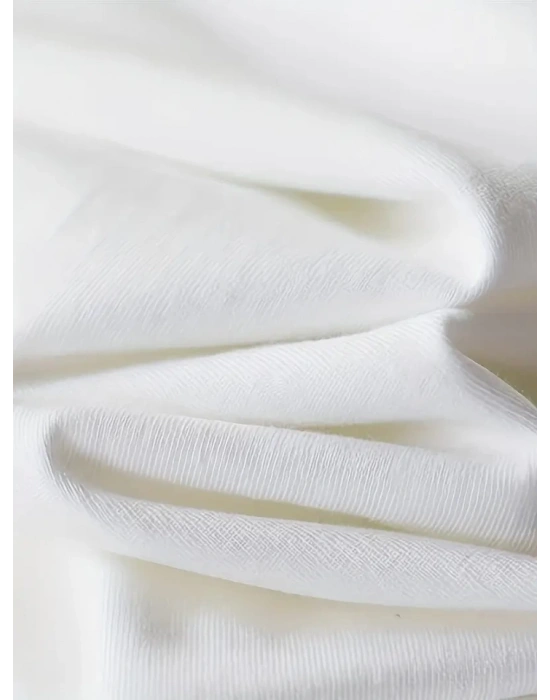 Baskılı Oversize Bisiklet Yaka Tshirt  Beyaz