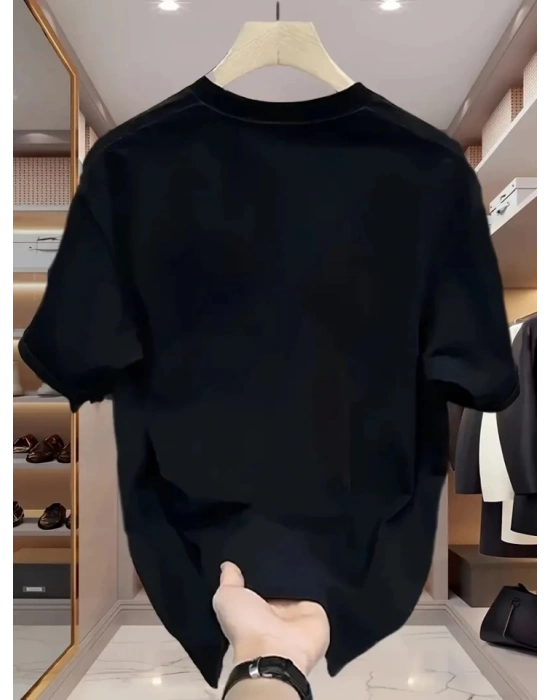 Baskılı Oversize Bisiklet Yaka Tshirt  Beyaz