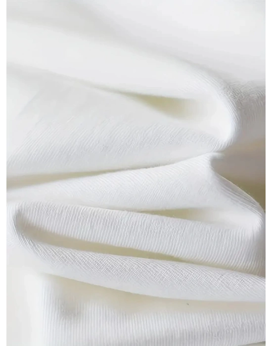 Baskılı Oversize Bisiklet Yaka Tshirt  Beyaz