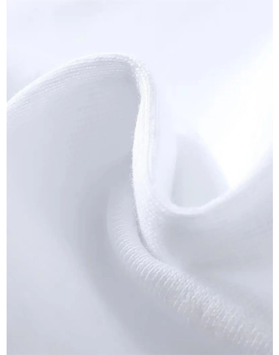 Baskılı Oversize Bisiklet Yaka Tshirt  Beyaz