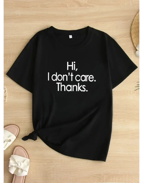 Baskılı Oversize Bisiklet Yaka Tshirt  iyah