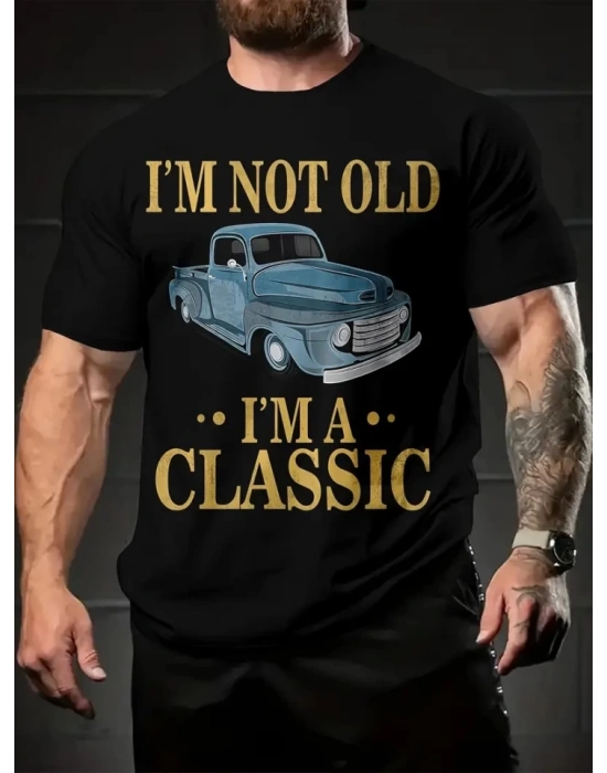 Baskılı Oversize Bisiklet Yaka Tshirt  iyah