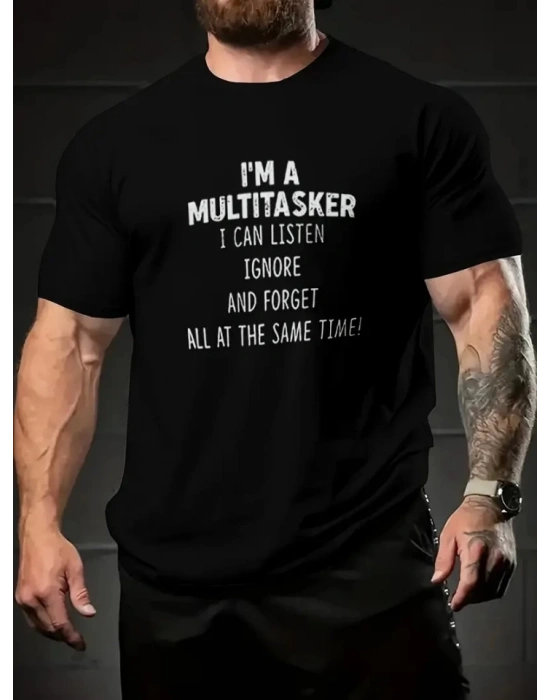 Baskılı Oversize Bisiklet Yaka Tshirt  iyah