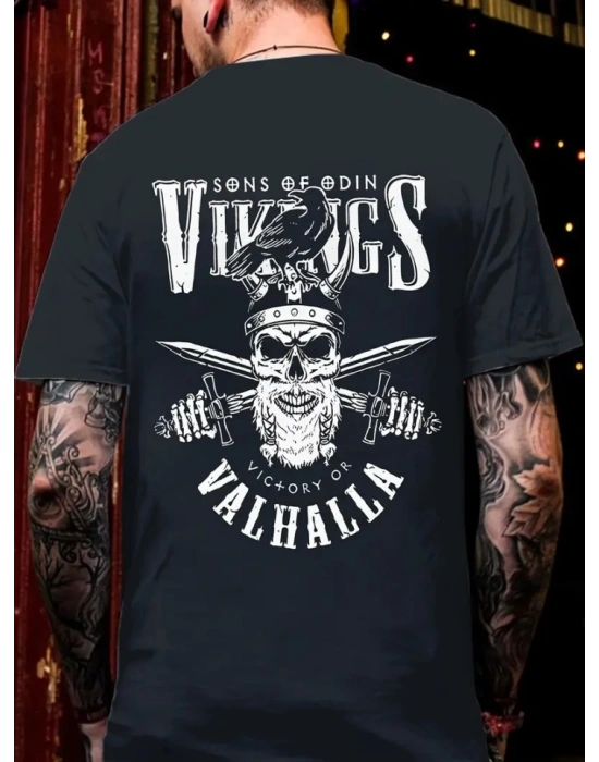 Baskılı Oversize Bisiklet Yaka Tshirt  iyah