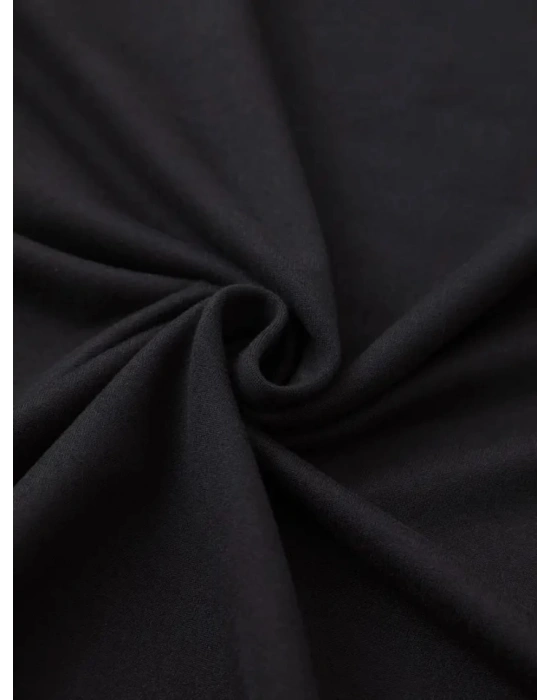 Baskılı Oversize Bisiklet Yaka Tshirt  iyah