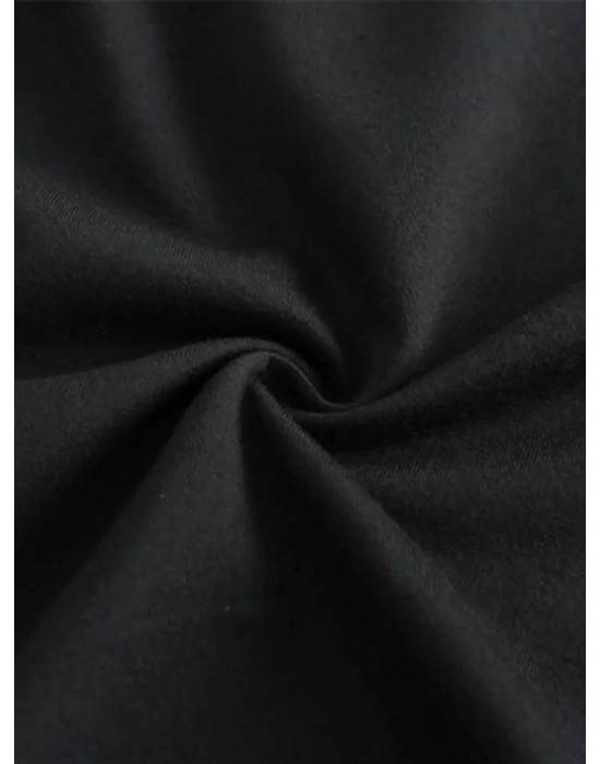 Baskılı Oversize Bisiklet Yaka Tshirt  iyah