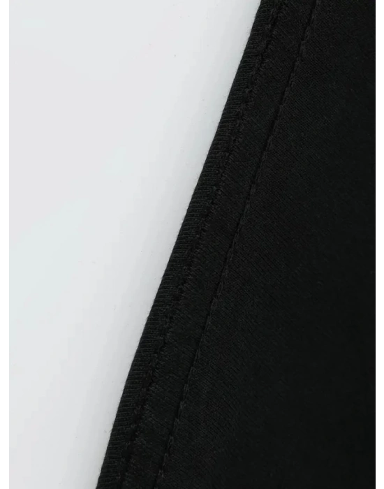 Baskılı Oversize Bisiklet Yaka Tshirt  iyah