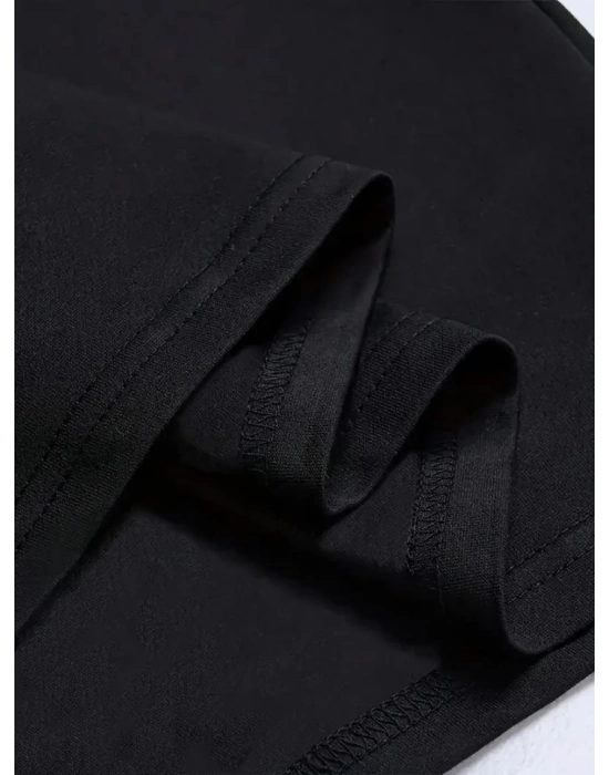 Baskılı Oversize Bisiklet Yaka Tshirt  iyah