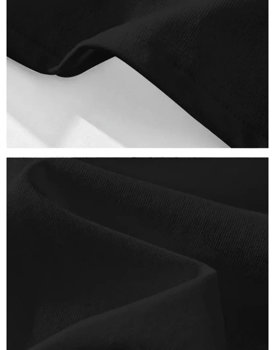 Baskılı Oversize Bisiklet Yaka Tshirt  iyah