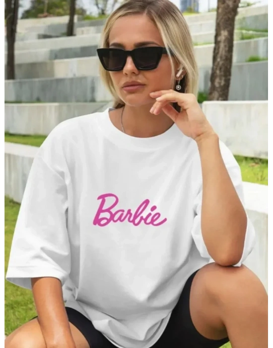 Baskılı Oversize Tshirt  Beyaz