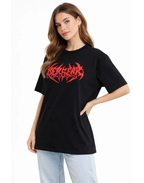 Baskılı Thirt Yazlık Kısa Kol Bisiklet Yaka Rahat Kalıp Tişört  iyah