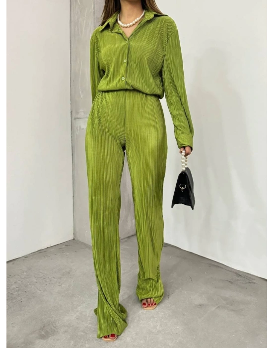 Bayrama Özel Kadın Düşük Omuz alaş Gömlek Ve Yırtmaç Detay İspanyol Paça Pantolon