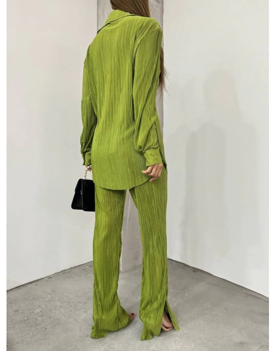 Bayrama Özel Kadın Düşük Omuz alaş Gömlek Ve Yırtmaç Detay İspanyol Paça Pantolon