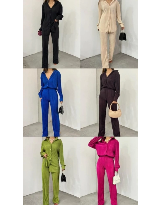 Bayrama Özel Kadın Düşük Omuz alaş Gömlek Ve Yırtmaç Detay İspanyol Paça Pantolon