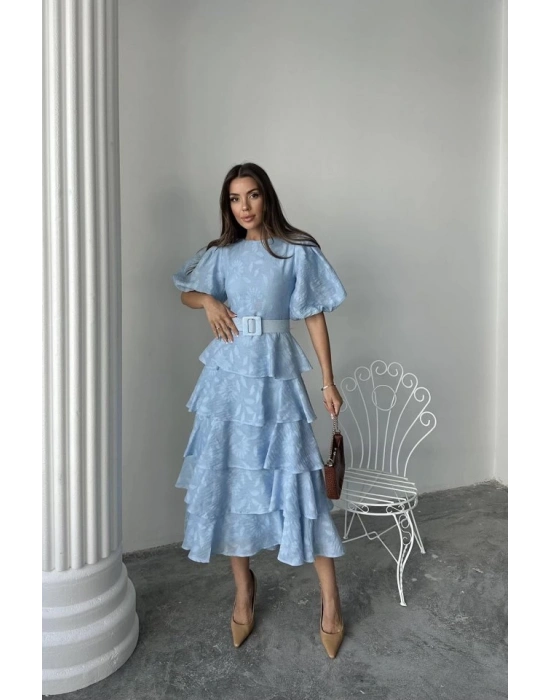 Bebe avi Kat Kat Balon Kollu Kemerli Elbise