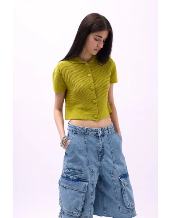 Bebe Yaka Düğmeli Bluz