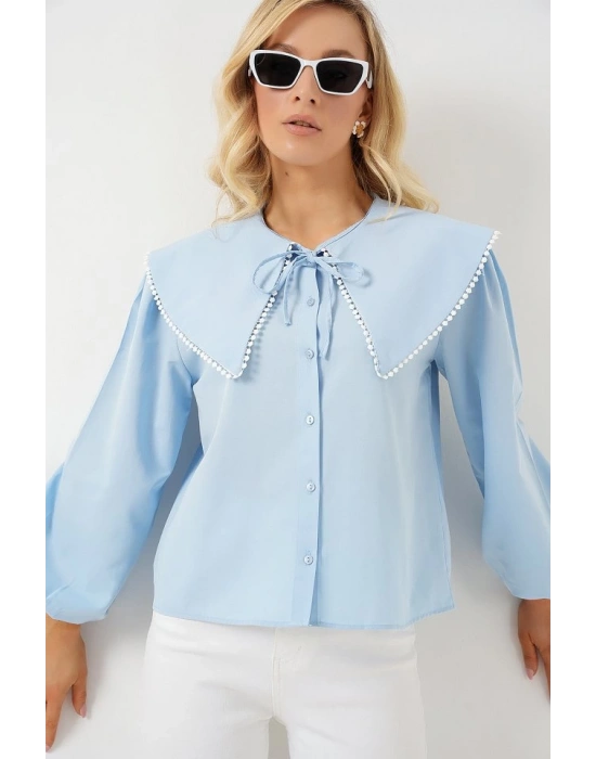 Bebe Yaka Gömlek 20314  Mavi