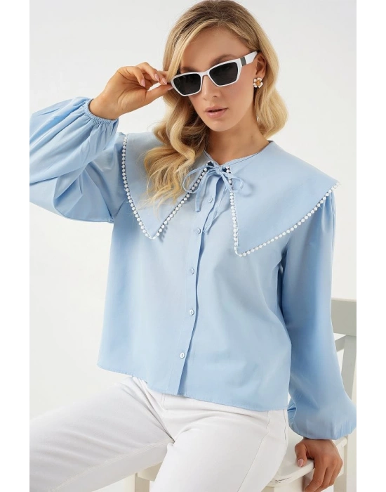 Bebe Yaka Gömlek 20314  Mavi