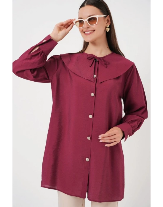 Bebe Yaka Uzun Tunik 5967  Bordo