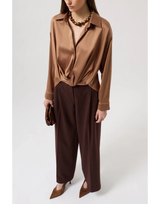 Bel Büzgülü Crop aten Gömlek