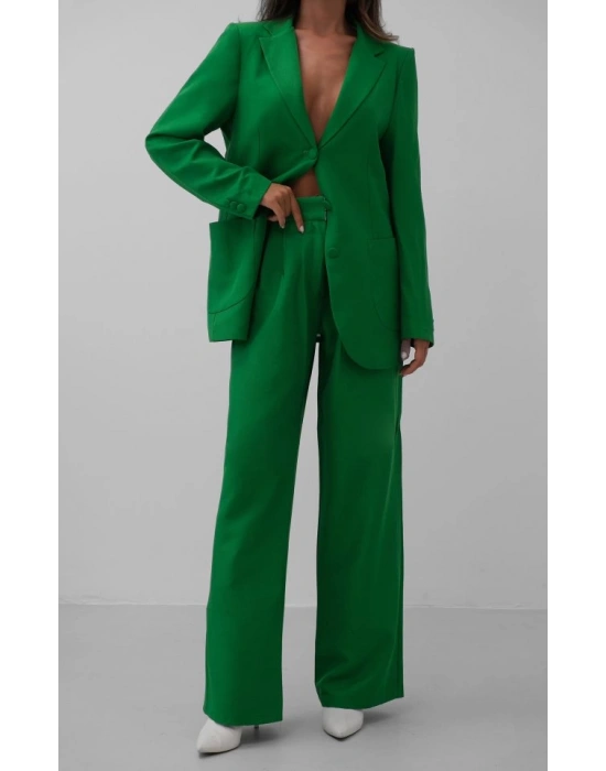 Bel Katlamalı Pantolon Blazer Ceket Takım