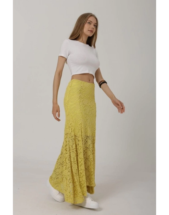 Bel Lastikli Dantel Etek  arı