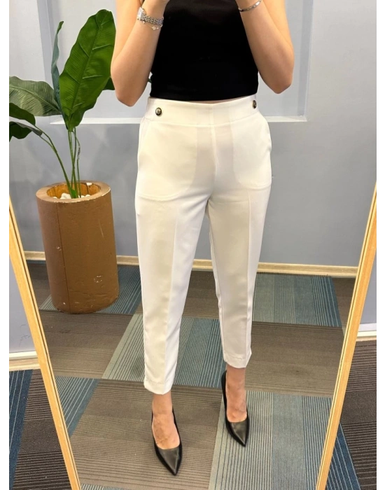 Bel Lasti̇kli̇ Düğmeli̇ Pantolon