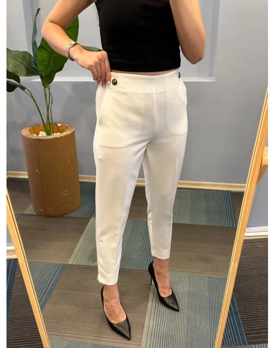 Bel Lasti̇kli̇ Düğmeli̇ Pantolon