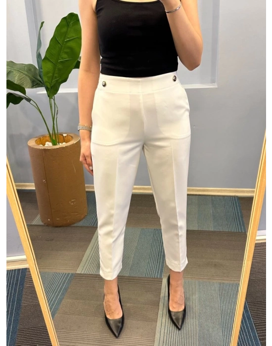 Bel Lasti̇kli̇ Düğmeli̇ Pantolon