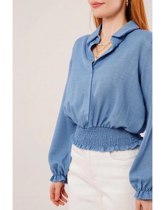 Bel Ve Bilek Lastikli Mavi Bluz