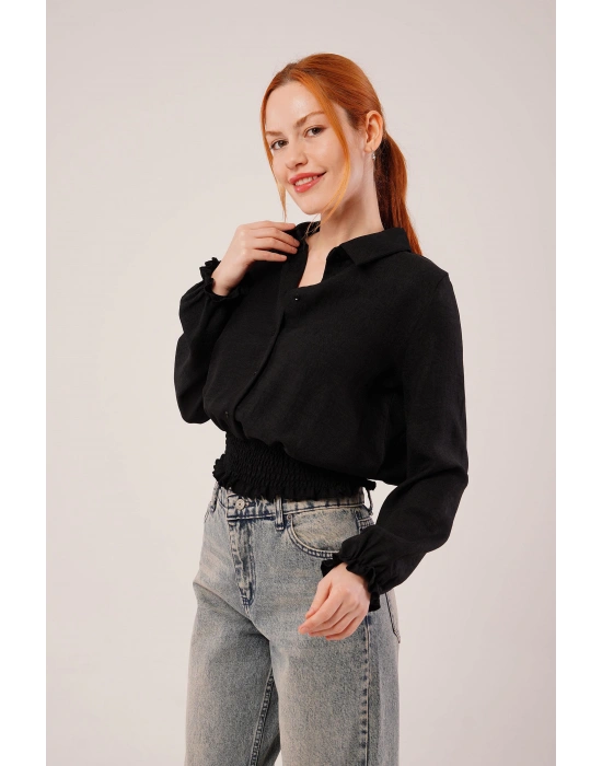 Bel Ve Bilek Lastikli iyah Bluz